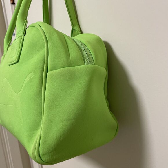 Vintage Puma Oversize Hand Bag Green Neon Polyester Neoprene Y2K - Picture 4 of 14